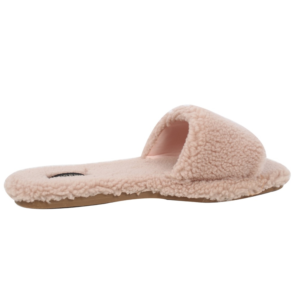 Size 8.5 Blush Faux Sherpa Slide Sandals - Picture 5 of 7